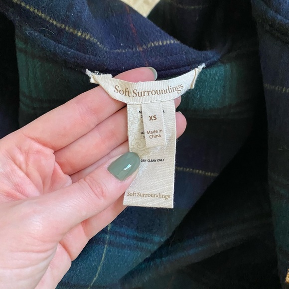 Soft Surroundings Reversible Plaid Leopard Wool Coat - Picture 7 of 8